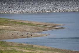 Der Wasserstand der Aabachtalsperre sinkt (© Foto: Kreis Paderborn)